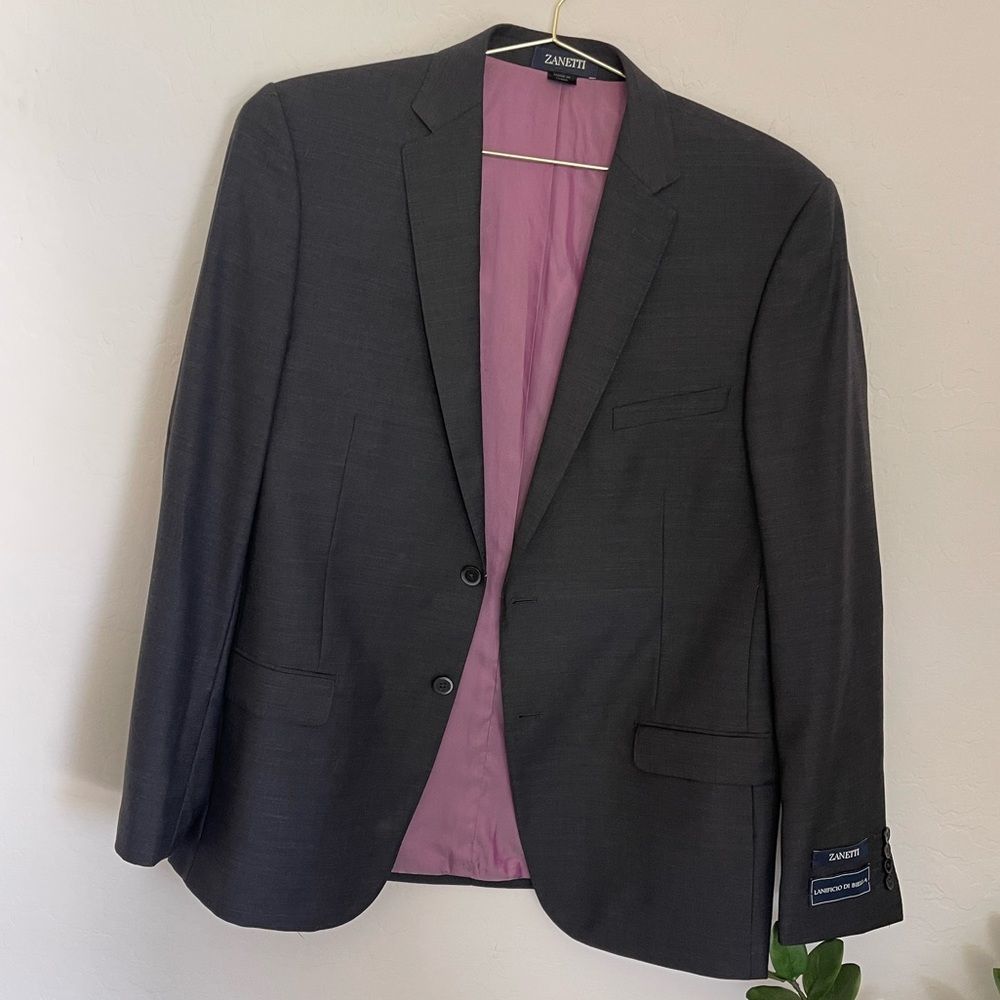 ZANETTI 100% Wool Porto Suit Jacket Size 46L - Picture 2 of 9